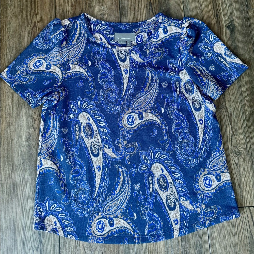 Anthropologie Blue Paisley Top